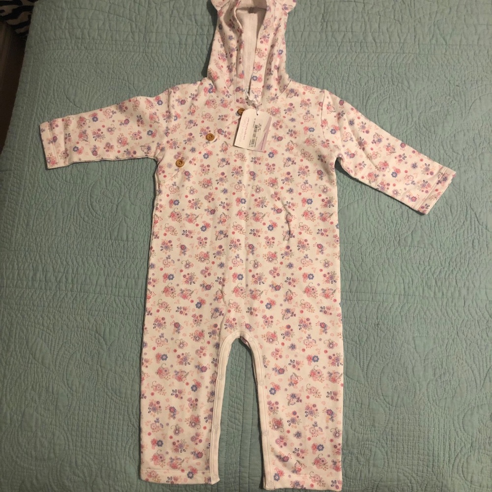 Feather Baby fleece lined one piece with hood